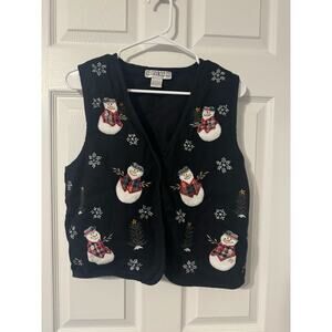 Dress Barn Grandma Snowman Vest Adjustable Christmas Winter Sz: Large